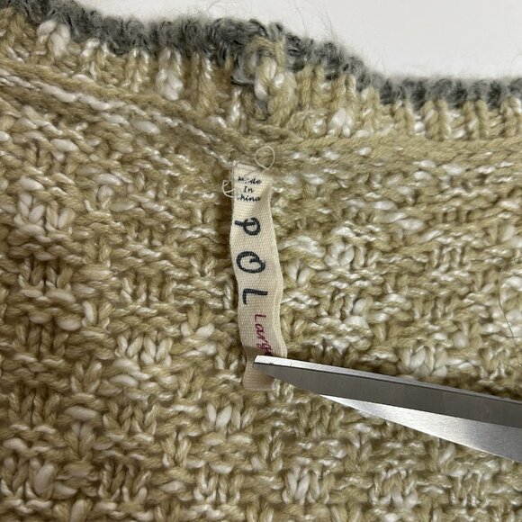 Pol Women Multicolor Cable Open Knit Open Front Long Cardigan Sweater Sz L - Picture 4 of 6